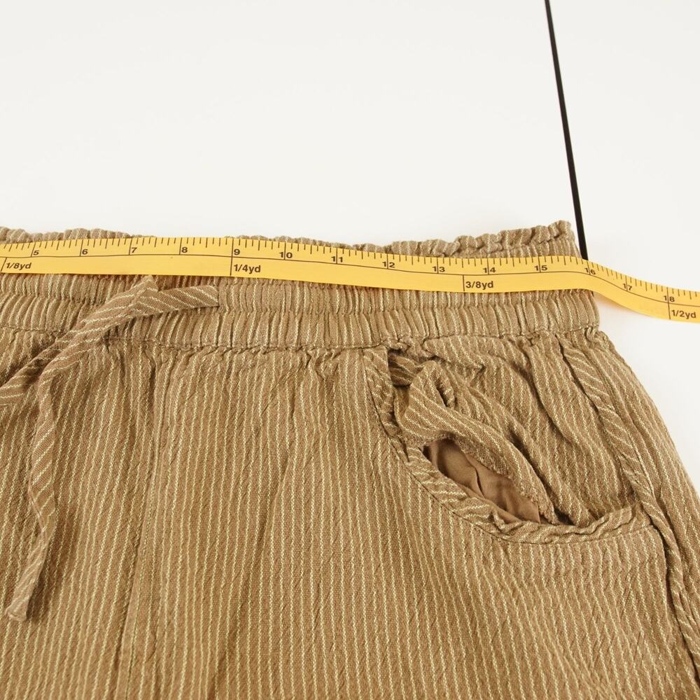 Free People Something Good Leaf Green Striped Cotton Pull On Barrel Leg Pants L - Picture 5 of 9